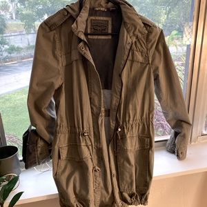 Levi, green, hooded, zipper jacket